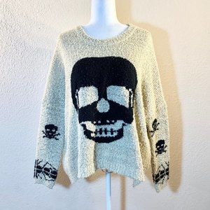 Hot & Delicious Black & Tan Knit Skulls Sweater
